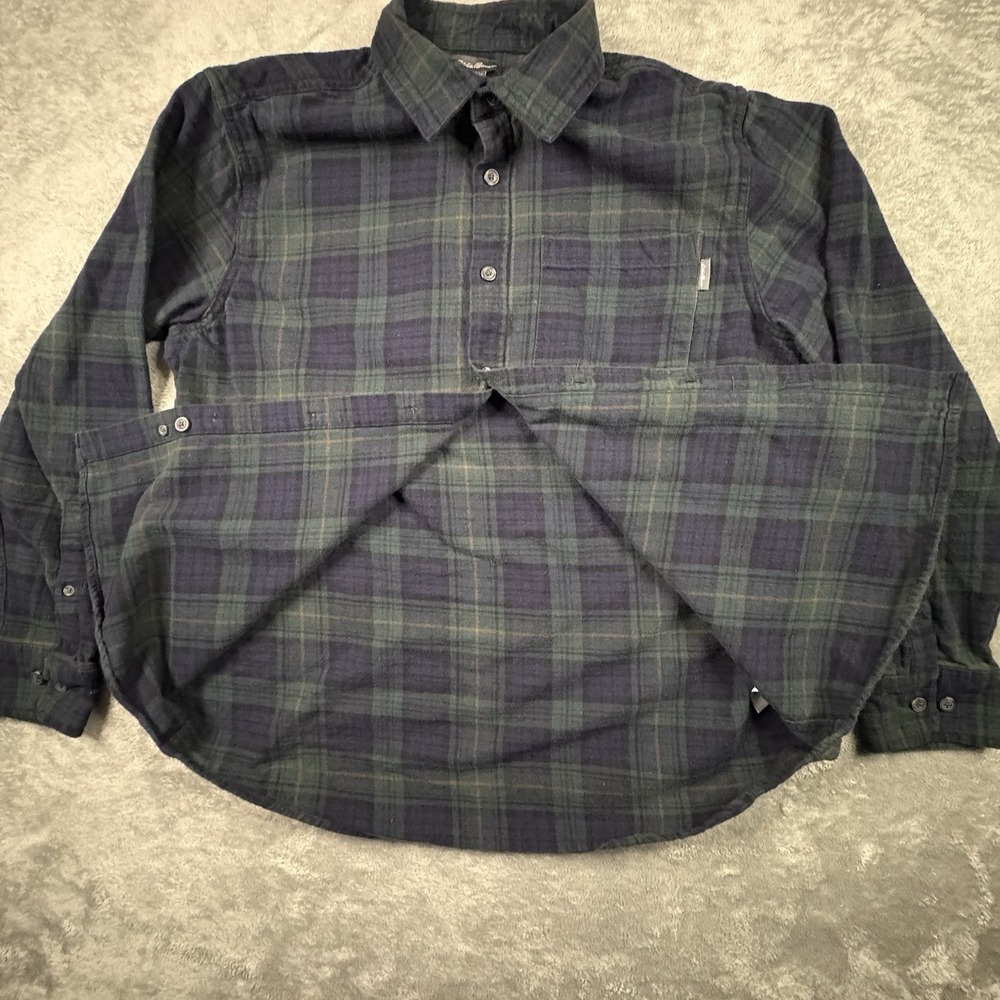 Eddie Bauer Men's L Flannel Plaid‎ LS Button Up Cotton Shirt SEE DESCRIPTION - Picture 7 of 16